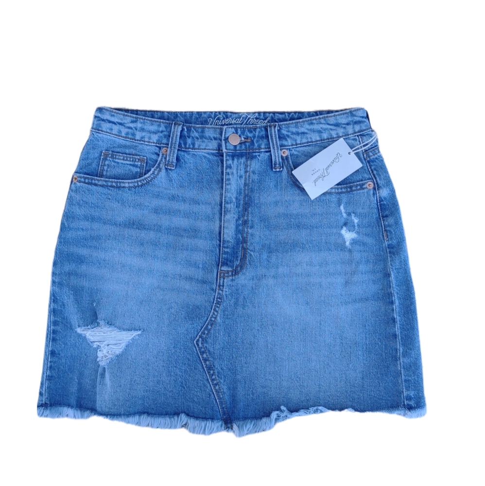 Universal Thread Distressed Denim Mini Skirt